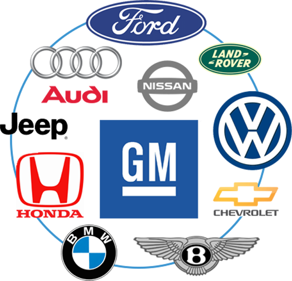 Group of car manufacturers logos